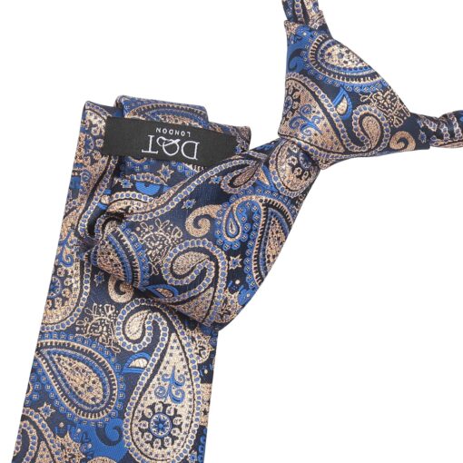 Blue & Black Metallic Paisley Bohemian Tie