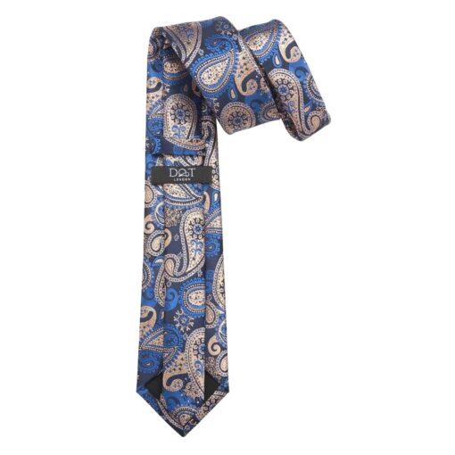 Blue & Black Metallic Paisley Bohemian Tie