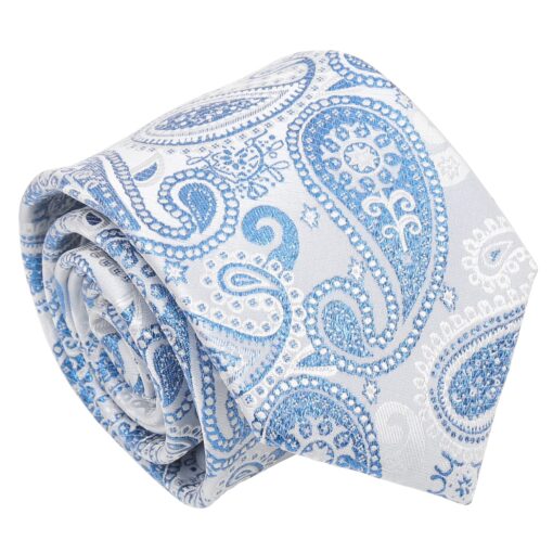 Blue & Black Metallic Paisley Bohemian Tie