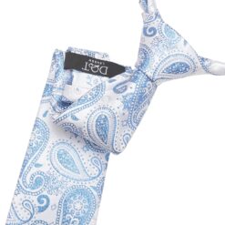 Blue & Black Metallic Paisley Bohemian Tie