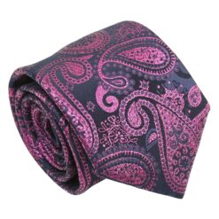 Blue & Black Metallic Paisley Bohemian Tie