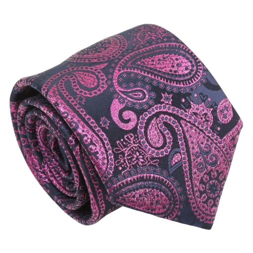 Blue & Black Metallic Paisley Bohemian Tie