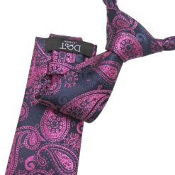 Blue & Black Metallic Paisley Bohemian Tie