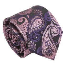 Blue & Black Metallic Paisley Bohemian Tie