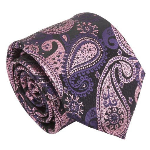 Blue & Black Metallic Paisley Bohemian Tie
