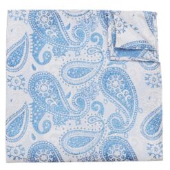 Blue & Black Metallic Paisley Bohemian Pocket Square