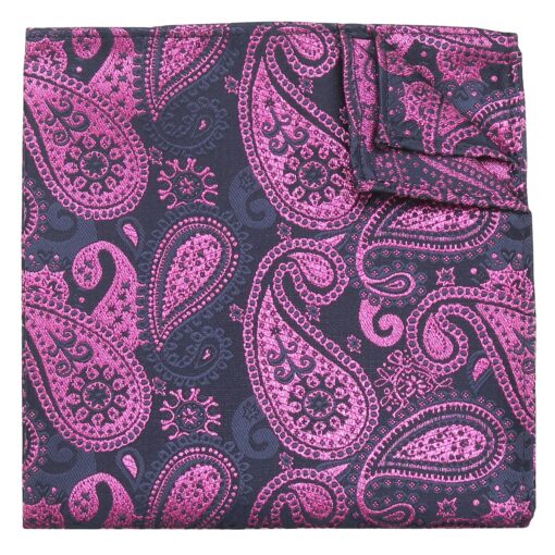 Blue & Black Metallic Paisley Bohemian Pocket Square
