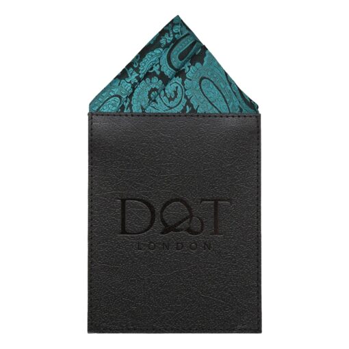 Teal Paisley Pre-Folded Pocket Square Puff