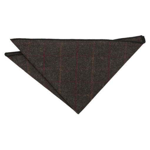 Dark Olive Tweed Check Pocket Square
