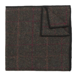 Dark Olive Tweed Check Pocket Square