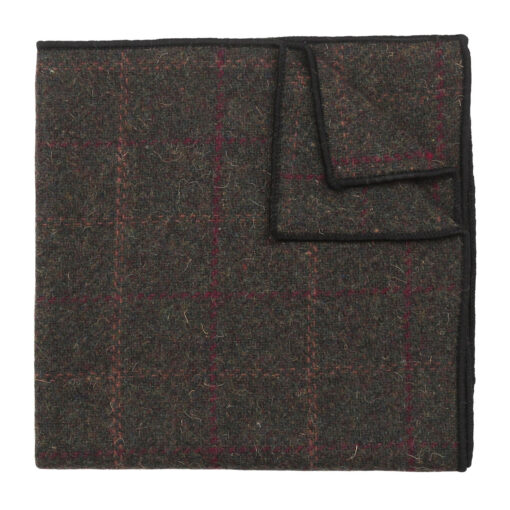 Dark Olive Tweed Check Pocket Square