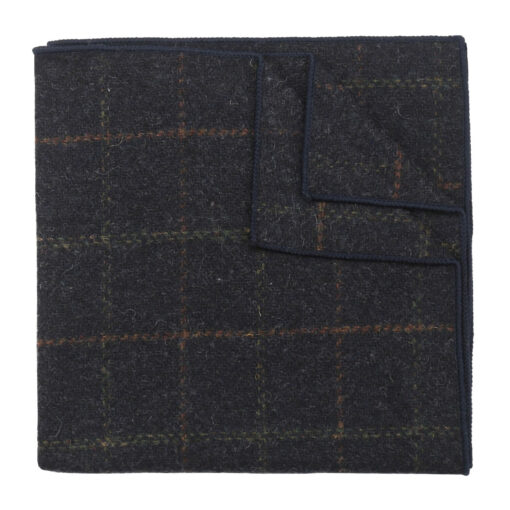 Dark Olive Tweed Check Pocket Square