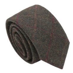 Dark Olive Tweed Check Slim Tie