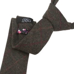 Dark Olive Tweed Check Slim Tie