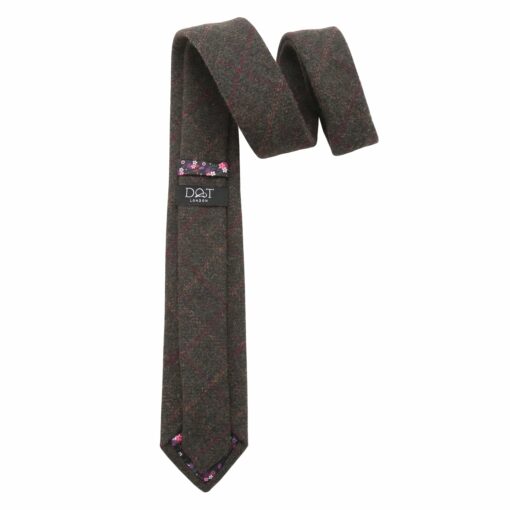 Dark Olive Tweed Check Slim Tie