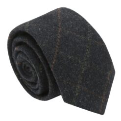 Dark Olive Tweed Check Slim Tie