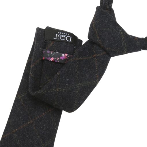 Dark Olive Tweed Check Slim Tie