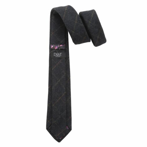 Dark Olive Tweed Check Slim Tie