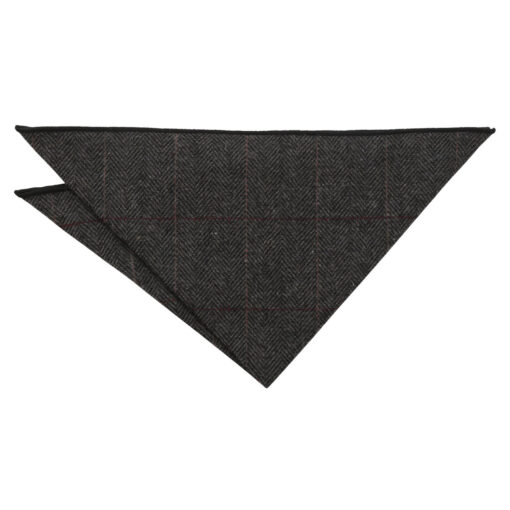 Charcoal Tweed Herringbone Check Pocket Square