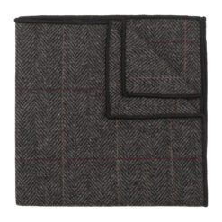 Charcoal Tweed Herringbone Check Pocket Square