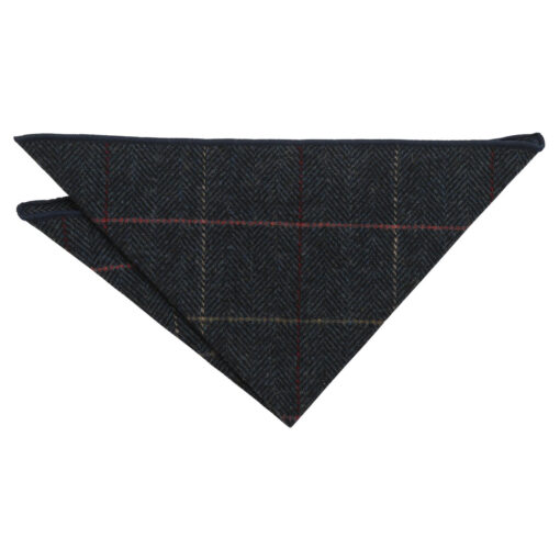Charcoal Tweed Herringbone Check Pocket Square