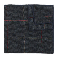 Charcoal Tweed Herringbone Check Pocket Square