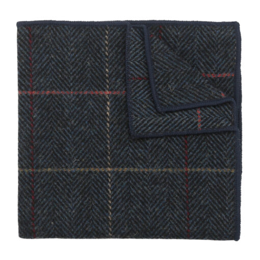 Charcoal Tweed Herringbone Check Pocket Square