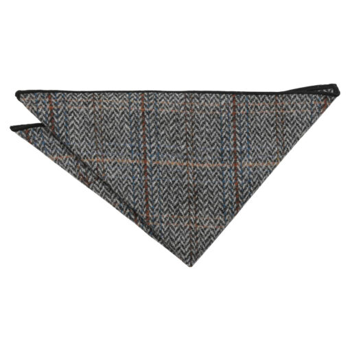 Charcoal Tweed Herringbone Check Pocket Square
