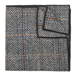 Charcoal Tweed Herringbone Check Pocket Square
