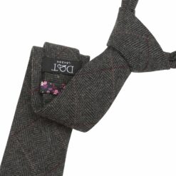Charcoal Tweed Herringbone Check Slim Tie