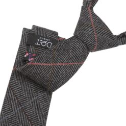 Charcoal Tweed Herringbone Check Slim Tie