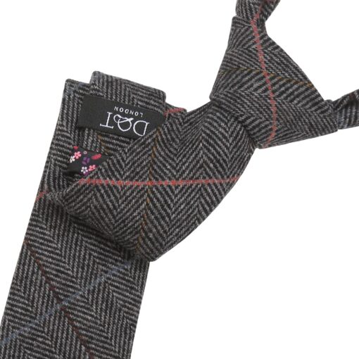 Charcoal Tweed Herringbone Check Slim Tie