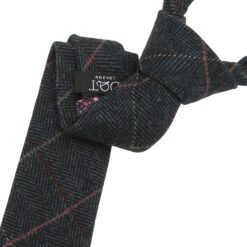 Charcoal Tweed Herringbone Check Slim Tie