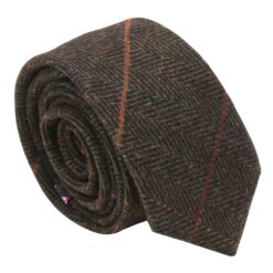 Charcoal Tweed Herringbone Check Slim Tie