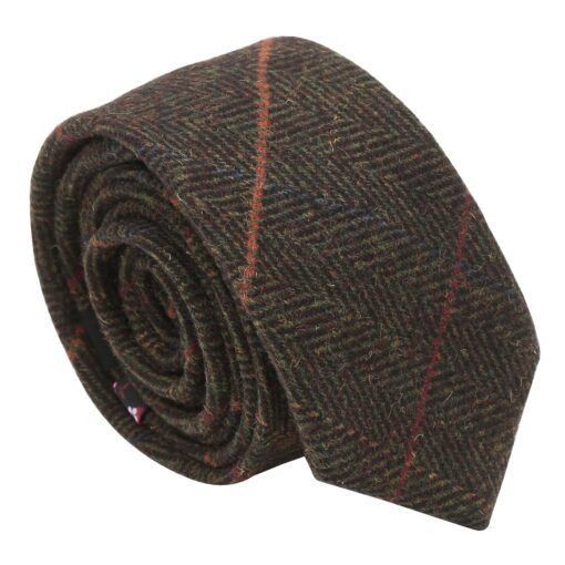 Charcoal Tweed Herringbone Check Slim Tie