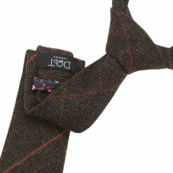Charcoal Tweed Herringbone Check Slim Tie