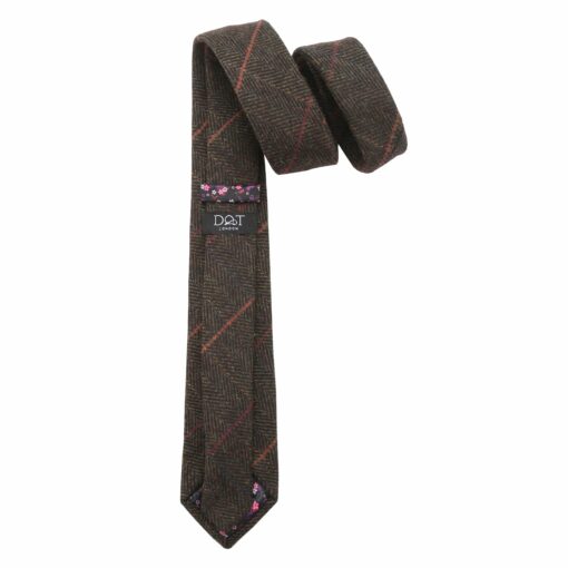 Charcoal Tweed Herringbone Check Slim Tie