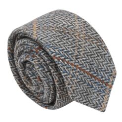 Charcoal Tweed Herringbone Check Slim Tie
