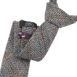 Charcoal Tweed Herringbone Check Slim Tie