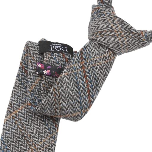 Charcoal Tweed Herringbone Check Slim Tie