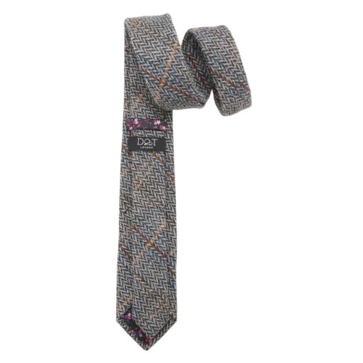 Charcoal Tweed Herringbone Check Slim Tie