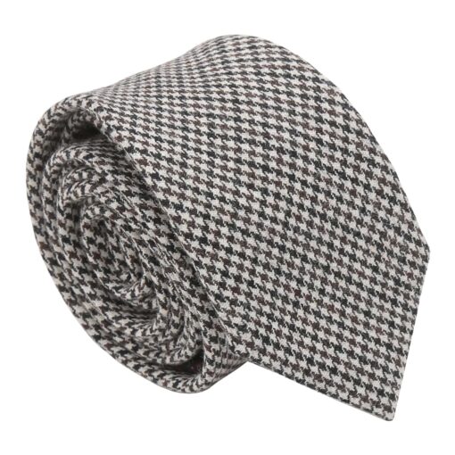 Beige Tweed Houndstooth Slim Tie