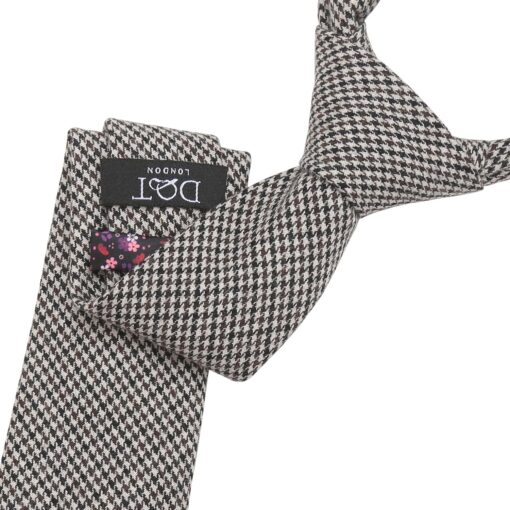 Beige Tweed Houndstooth Slim Tie