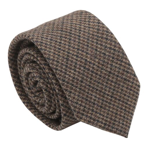 Beige Tweed Houndstooth Slim Tie