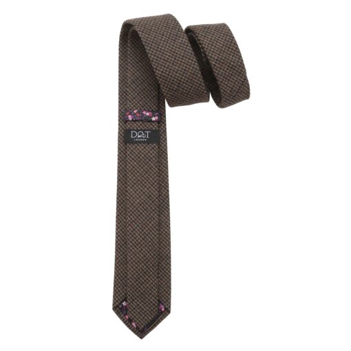 Beige Tweed Houndstooth Slim Tie
