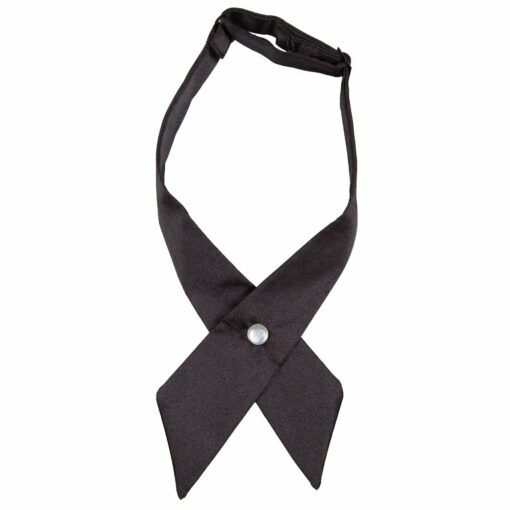 Black Plain Satin Crossover Bow Tie