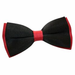 Black & Red Satin Pre-Tied Thistle Bow Tie