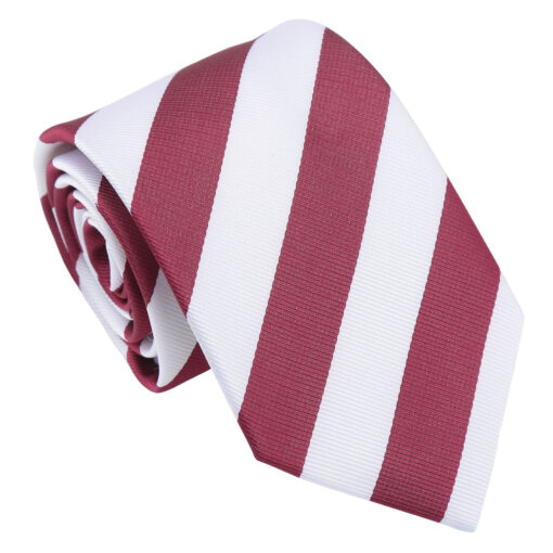 Burgundy & White Classic Stripe Tie