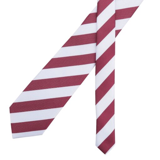 Burgundy & White Classic Stripe Tie