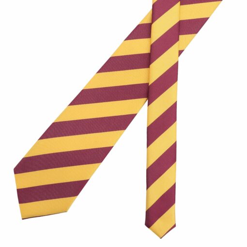 Burgundy & Yellow Classic Stripe Tie